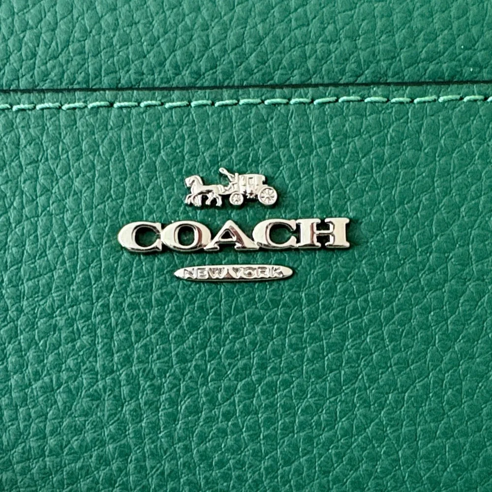 Coach Emerald Leather Wristlet with Silver Accents - Picture 5 of 5